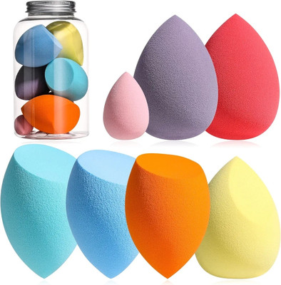 feelhigh 7 Pc Puff multi Liquid, Cream & Powder, Multi-colored with 1 Mini Makeup Sponge