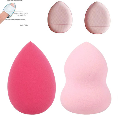 Facejewel Makeup Sponge Blender Foundation Blending Sponge 2pcs With 2 Finger Puff Blender