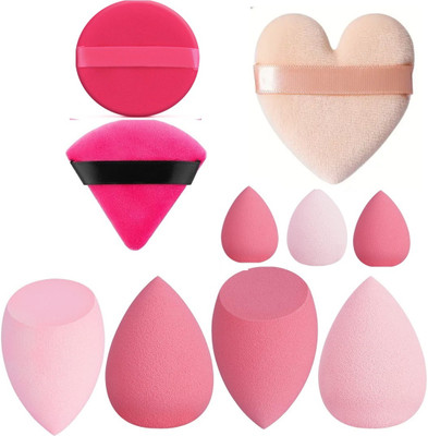 Beautiflame 7in1 Professional Blender Set For Face Makeup Triangle, Round Puff & Heart Puff