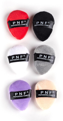PNF PROFESSIONAL Pizza Powder Finger Puff for Face Makeup | 6 Pcs - Mini Triangle Shape Puff