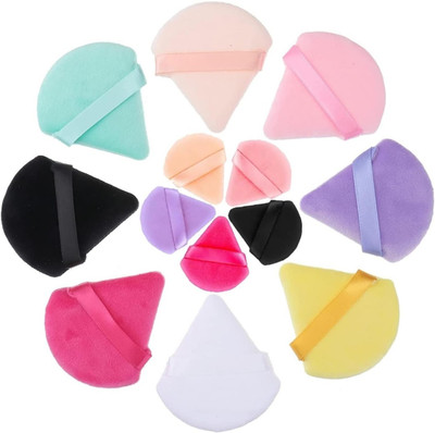 feelhigh 12 Triangle Powder Puff Face Soft Setting ,Loose Powder for Under Eyes & Corners