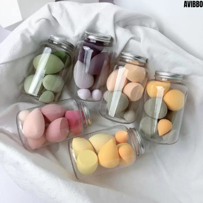 Avibbo Elastic Soft 7in1 Makeup Perfecting Sponge Puff Beauty Blender with Plastic Jar