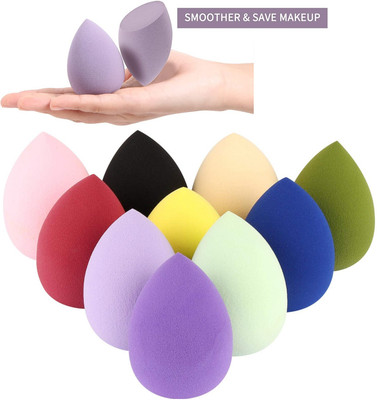 Facejewel Pack of 10 Make-Up Sponges for Mixing Liquid Foundation (Multi-Colour)