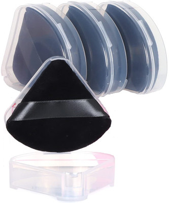 HASTHIP 4pcs Triangle Powder Puff Makeup Sponge Puff with Case, Soft Cosmetic Face