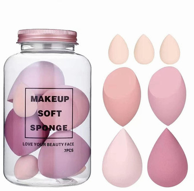 Sarbeau Beauty Makeup Sponge 7pcs Puff Blender Foundation Sponge Set With jar _C_090