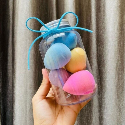 oceara Set 7 Pcs Multi-Color Makeup Sponge Set, Beauty Blender jar Storage Box