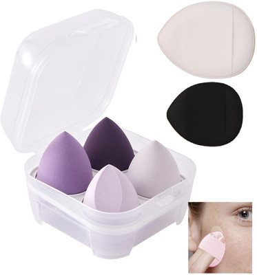 Facejewel 4Pcs Soft Makeup Powder Puff Foundation Blending With 2 Finger Soft Sponge Puff