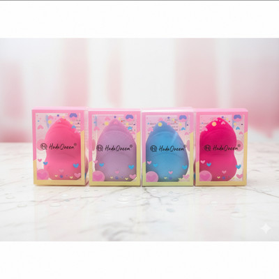 HUDAQUEEN Set of 4 Puffy Makeup Puff Applicators Soft Beauty Blender