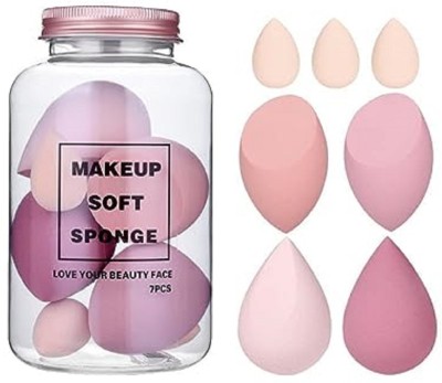 Miss Hot Soft 7in1 Makeup Perfecting Sponge Puff Beauty Blender with Plastic Jar