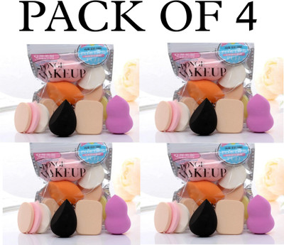 ghorela 6-in-1 Makeup Sponge & Puff Set (Pack of 4, Multicolor)