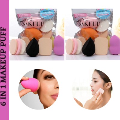 Hidden Beauty Makeup Soft Sponges Blender Puff (Set of 6 IN 1 Packet)