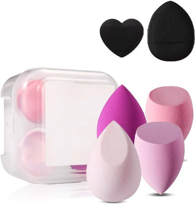 WECHARMERZ 4Pcs Blender Sponge, Soft Egg Shaped Blending Puff With Finger & Mini Heart Puff