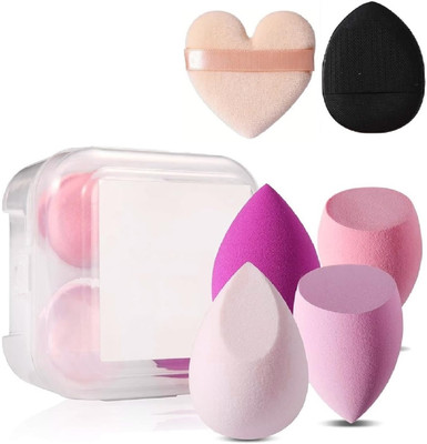 WECHARMERZ 4Pcs Blender Sponge, Soft Egg Shaped Blending Puff With Finger Puff & Heart Puff
