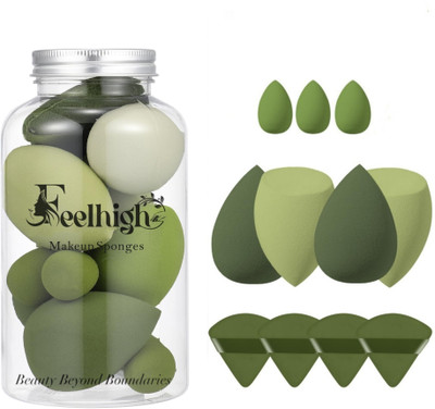 feelhigh Glamour On-the-Go 11pcs Cosmetics Sponge Set in Portable Storage Jar