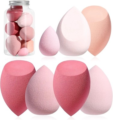 feelhigh 7 pink puff for Liquid, Cream & Powder, Multi-colored with 1 Mini Makeup Sponge