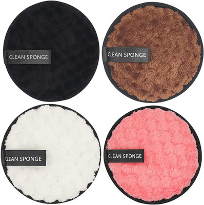 Koccido 4 Pc Makeup Remover Sponge Reusable Round Soft Pads for All Skin Types