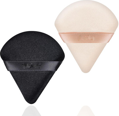 Rsentera Triangle Shape Powder Puff Washable Mini Cosmetics Soft Cotton pack of 2