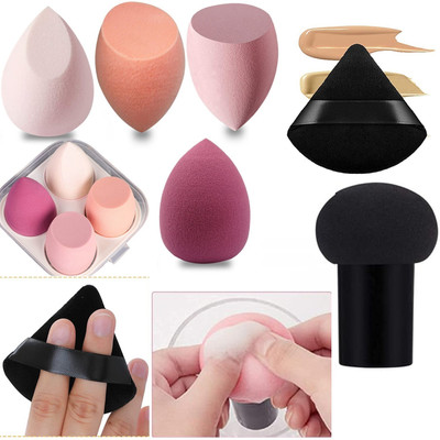 WECHARMERZ Makeup Puff Set of 4pcs With Box And 1pc Mushroom Puff ,Makeup Triangle Puff