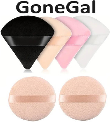 Gonegal 4Pc Triangle Cosmetics Puff Concealer Foundation With 2Pc Round Puff Set
