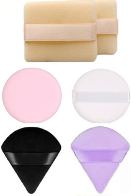 WECHARMERZ Pizza & Round Powder Puff With Square Makeup Sponge Cosmetic Blender for Powder