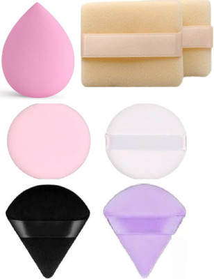 WECHARMERZ Pizza & Round Powder Puff With Square Makeup Sponge Cosmetic Blender