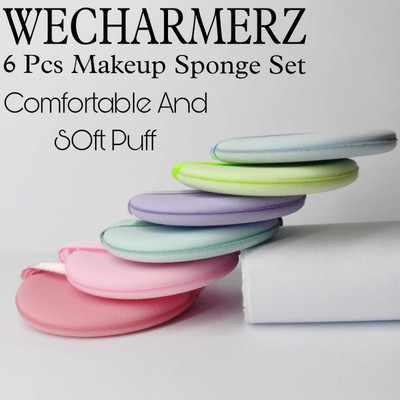 WECHARMERZ Makeup Sponge With Case Round Powder Puff Blending Sponge For Liquid Cream