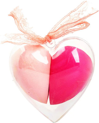 feelhigh Unique Heart Shape Beauty Blender puff Set of 2 for Makeup With Storage Box