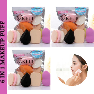 Hidden Beauty Makeup Soft Sponges Blender Puff (Set of 6 IN 1 Packet)