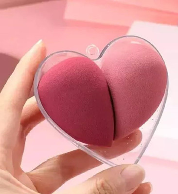 Beautiflame 2 in 1 Heart Shape Face Makeup Blender Wet & Dry Use Sponges