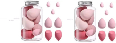 Lusty soul Beauty blender With Jar Storage Box Multicolor and Multi shapes ( set of 2)
