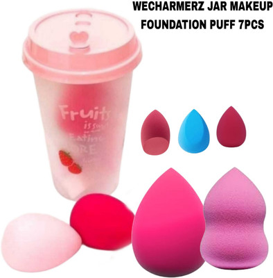 WECHARMERZ Coke Makeup Sponge 7pcs Puff Set With jar 4 Big +3 Small