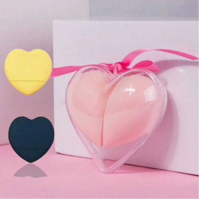 WECHARMERZ 1 Heart Shape Blender Makeup Sponge Set With 2pcs Mini Heart Sponge Puff