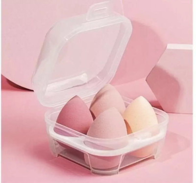 VIVIQ Cosmetics Blender Sponge Makeup Puff 4 Pcs in A Storage Box
