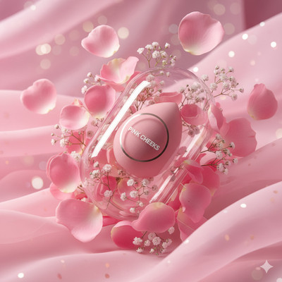 pink cheeks Peachy Puff Teardrop Beauty Blender Makeup Puff with Protective Case