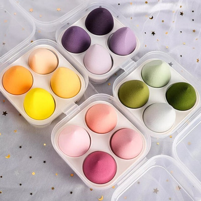 CHIWA Blender Sponge 4 Pcs in A Storage Box ,Makeup Foundation Sponge (Multicolor)