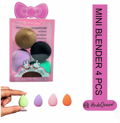 HUDAQUEEN Mini Makeup Applicator 4 Pc Set for Sensitive Skin color may vary