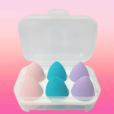 WECHARMERZ Sponge & Makeup Blender with Egg Case Holder, 6 Pcs SET MULTICOLORS Puff