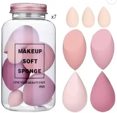 Jollity 7pcs Puff Teardrop Blender Foundation Sponge Set With jar x7