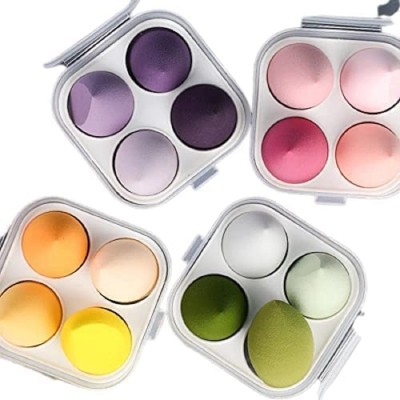 vnz Blender Sponge 4 Pcs in A Storage Box, Foundation Powder Sponge Beauty Tools