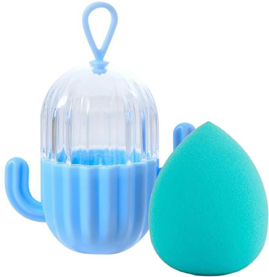 WECHARMERZ Sponge with Storage Box Cactus Shape Blender Holder Make-up Cosmetic Sponge