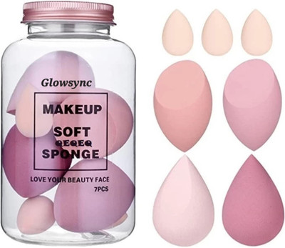 Glowsync PROFESSIONAL SET 7 PCs Multi-color Makeup Sponge Set, Beauty Blender
