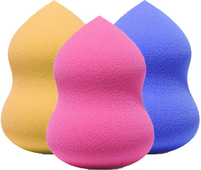MAJESTIQUE 3Pcs Makeup Sponge Blender, Non Latex, Foundation Blending Sponges-Multicolor