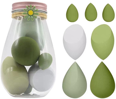 Beautiflame Elastic Soft 7in1 Makeup Perfecting Sponge Puff Beauty Blender with Plastic Jar