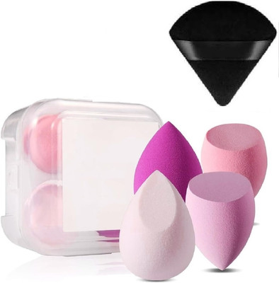 Facejewel 4Pcs Blender Sponge Set, Soft Egg Shaped Blending Puff With Pizza Puff
