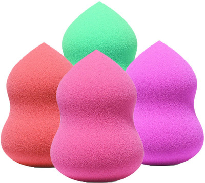 MAJESTIQUE 4Pcs Makeup Sponge Blender, Non Latex, Foundation Blending Sponges-Multicolor