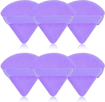 BAE BEAUTE Triangle finger powder puff|wet or dry use| velvety cushion soft| Purple| 6 pack