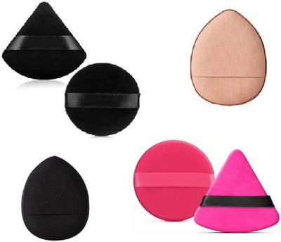 WECHARMERZ 2 Pcs Powder Puffs Triangle Sponge 2 Pcs Round Makeup Sponge 2 Pcs Finger Sponge