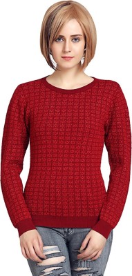 MODA ELEMENTI Round Neck Self Design Women Pullover