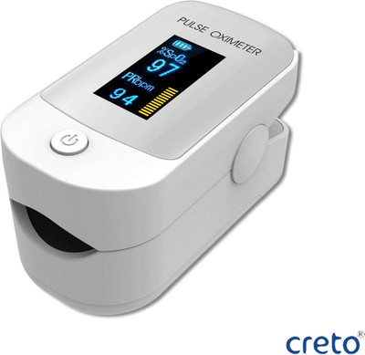 CRETO Digital Display Oximeter Heart Rate and SpO2 Level Pulse Oximeter(White)