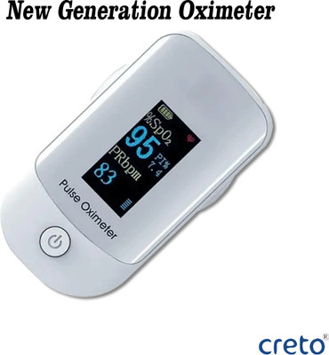 CRETO Fingertip Pulse Oximeter SpO2 Blood Oxygen Pulse Oximeter(White)